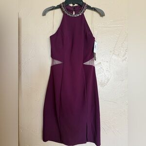 Plum Purple Formal Halter Neck Dress